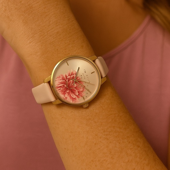 Ted Baker 💐London Pink and Gold Watch with Floral Dial - Picture 1 of 7